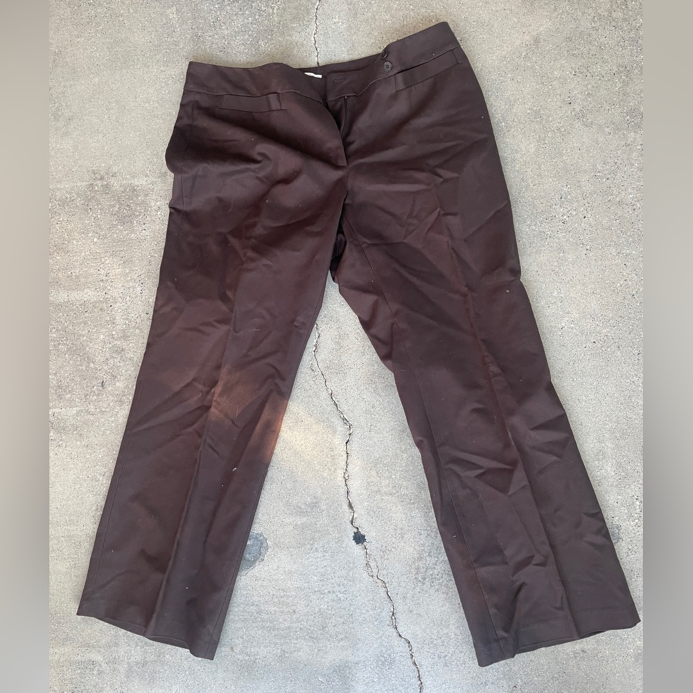 Focus Lifestyle Brown Women’s Pants, 16w button missing otherwise excellent